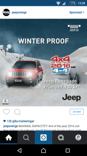 Jeep - annons på Instagram